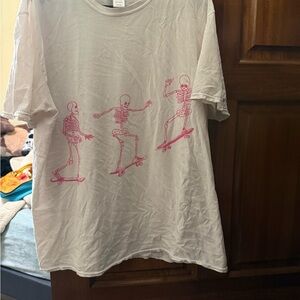 Project Social T White Tee with Pink Skeleton Graphic